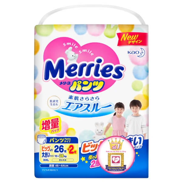 Combo 3 Tã quần Merries (XXL, 26 2 miếng)