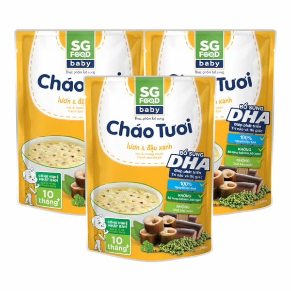 Combo 3 gói cháo tươi Baby lươn đậu xanh 240g, SG Food