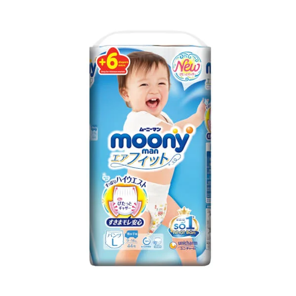 Bỉm tã quần Moony bé trai size L 44 + 6 miếng (9-14kg)