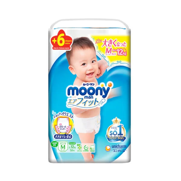 Bỉm tã quần Moony size M 58 + 6 miếng (6-11kg)