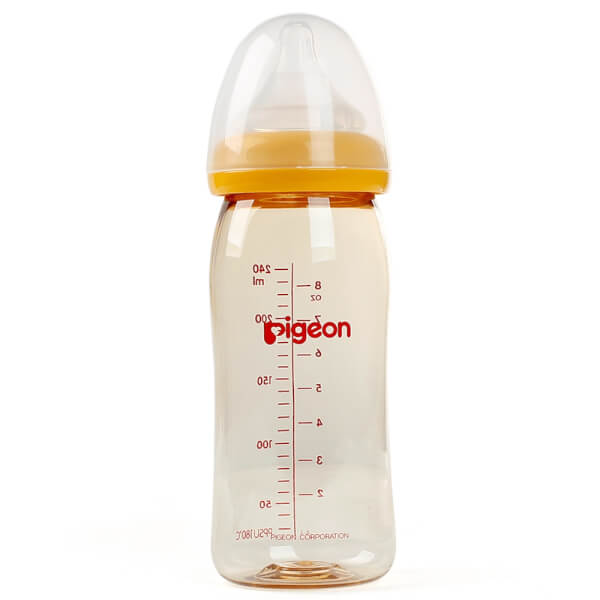 Combo 1 Bình sữa Pigeon nhựa PPSU cổ rộng 240ml (Vàng) và 1 Túi cho mẹ Bellotte Y20010A (chấm bi)
