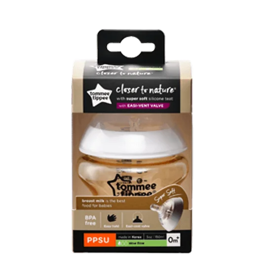 Bình sữa PPSU ty siêu mềm tự nhiên Tommee Tippee Closer to Nature 150ml, núm ty đi kèm 0-3 tháng