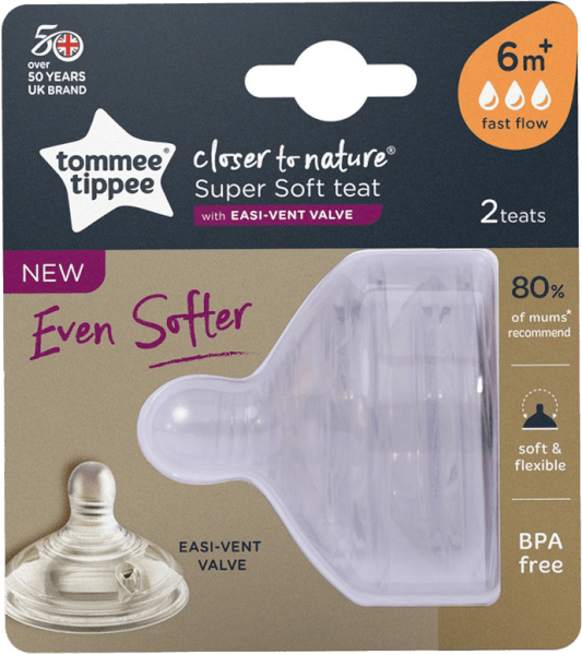 Núm ty cho bé Tommee Tippee Closer to Nature Fast Flow từ 6 tháng (vỉ đôi)