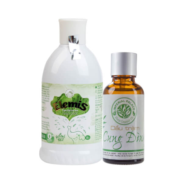 Combo 1 Dầu tràm Cung Đình (30 ml) và 1 Tắm gội toàn thân thảo dược Elemis cho bé từ 0 tháng 200ml