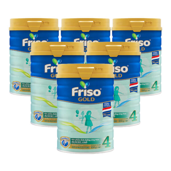 Combo 6 lon Friso Gold 4, 2 - 6 tuổi (850gr)