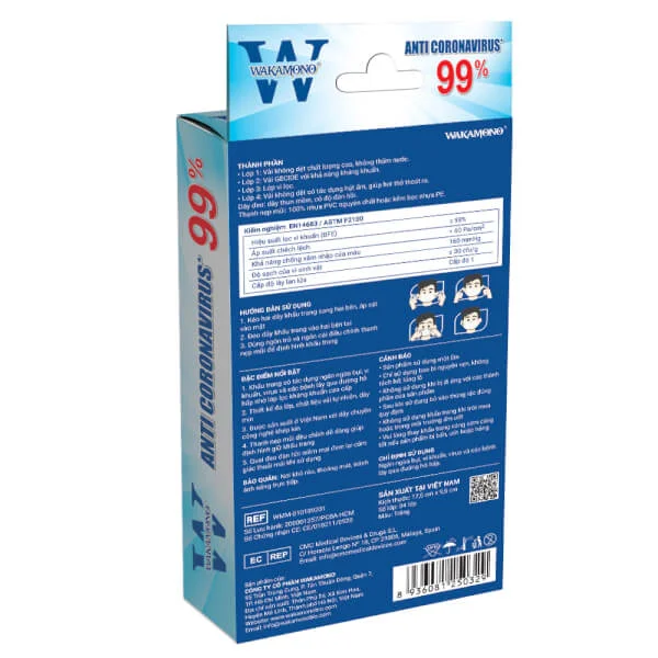 Combo 2 Khẩu trang y tế Wakamono dành cho người lớn 10 cái/hộp (17.5 x 9.5 cm)
