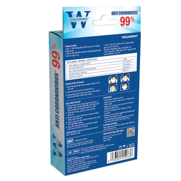 Combo 2 Khẩu trang y tế Wakamono dành cho trẻ em 10 cái/hộp (14.5 x 9.5 cm)