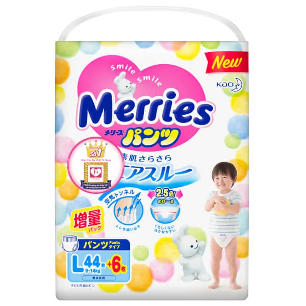 Combo 3 Tã quần Merries (L, 44 6 miếng)