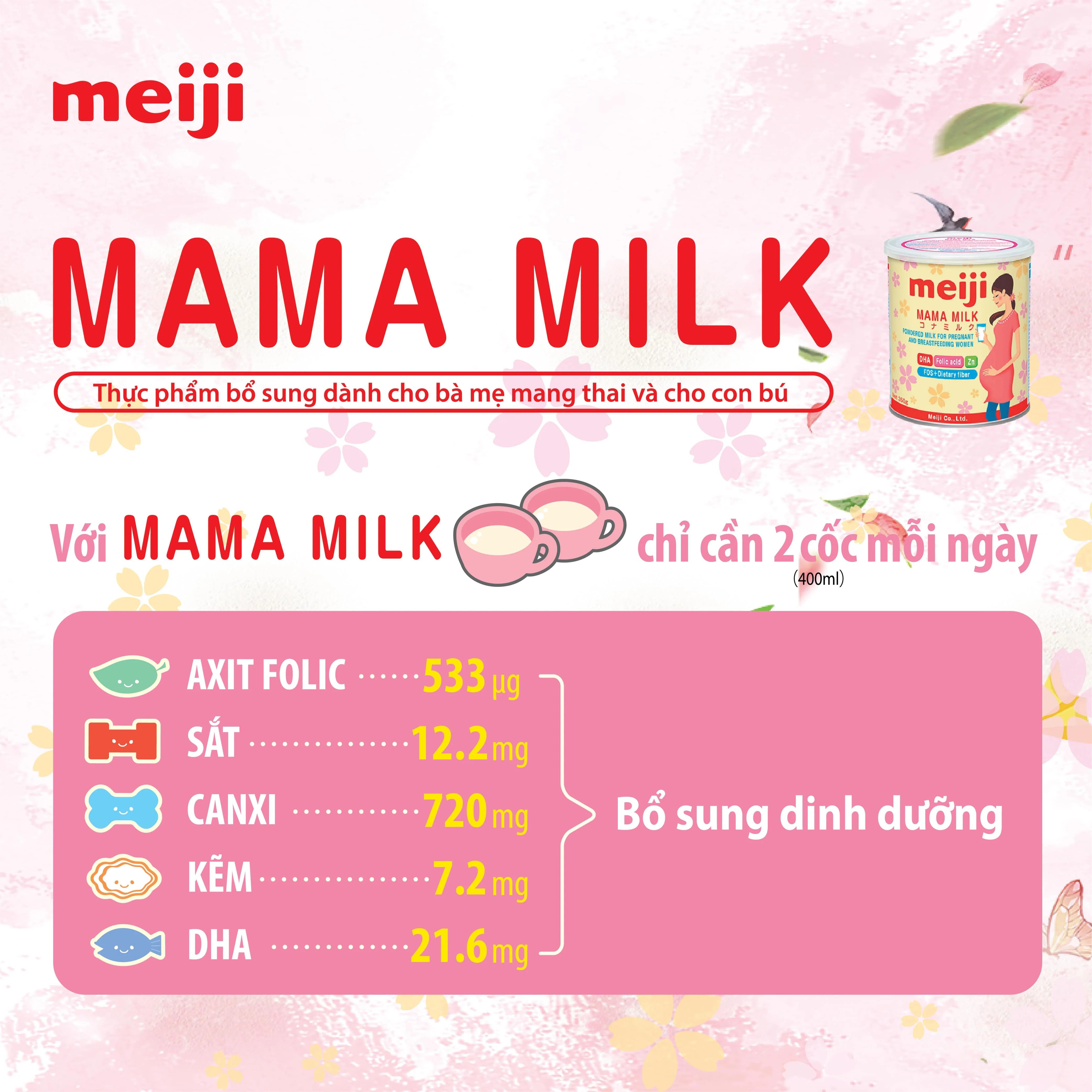 Combo 3 lon Sữa bầu Meiji mama 350g