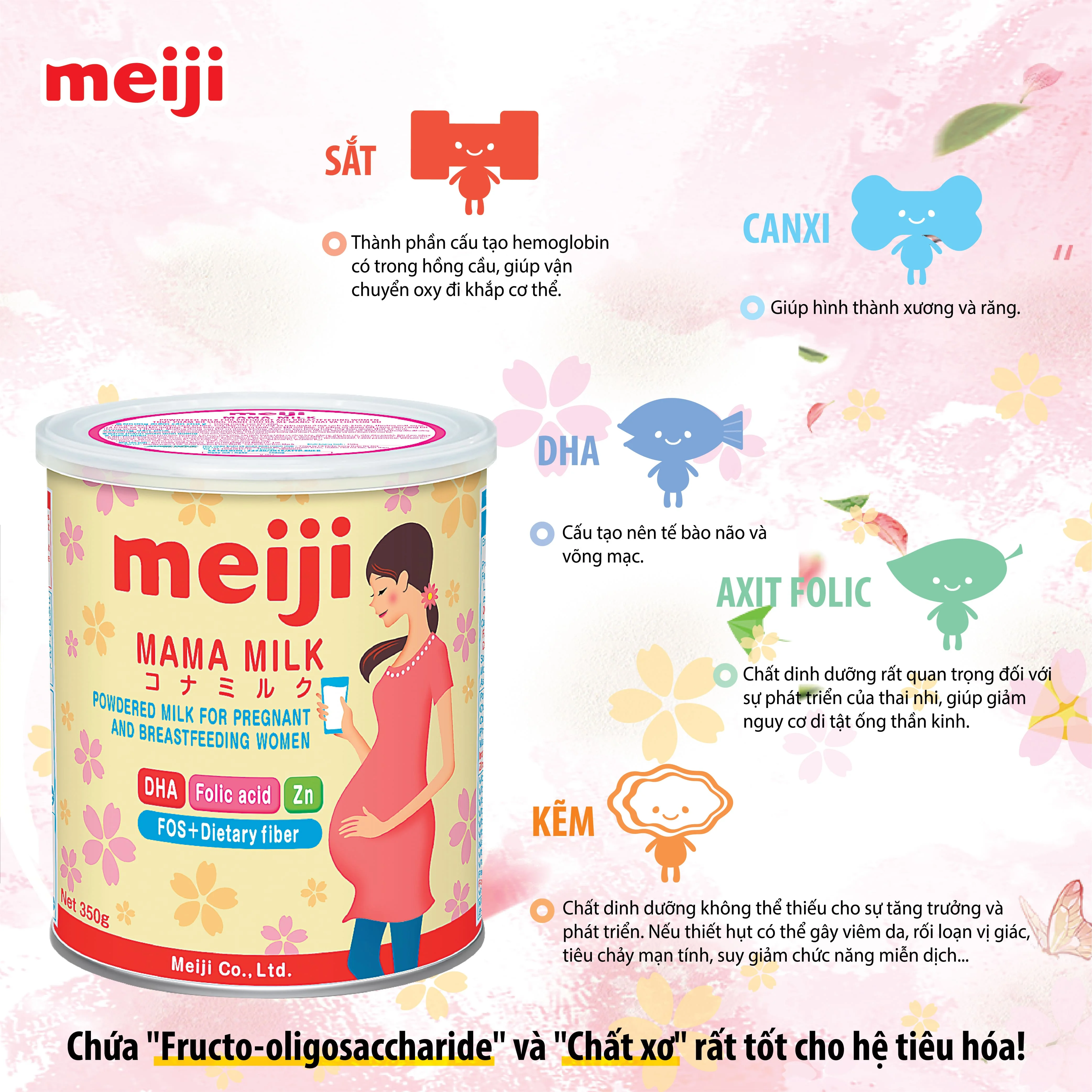 Combo 3 lon Sữa bầu Meiji mama 350g