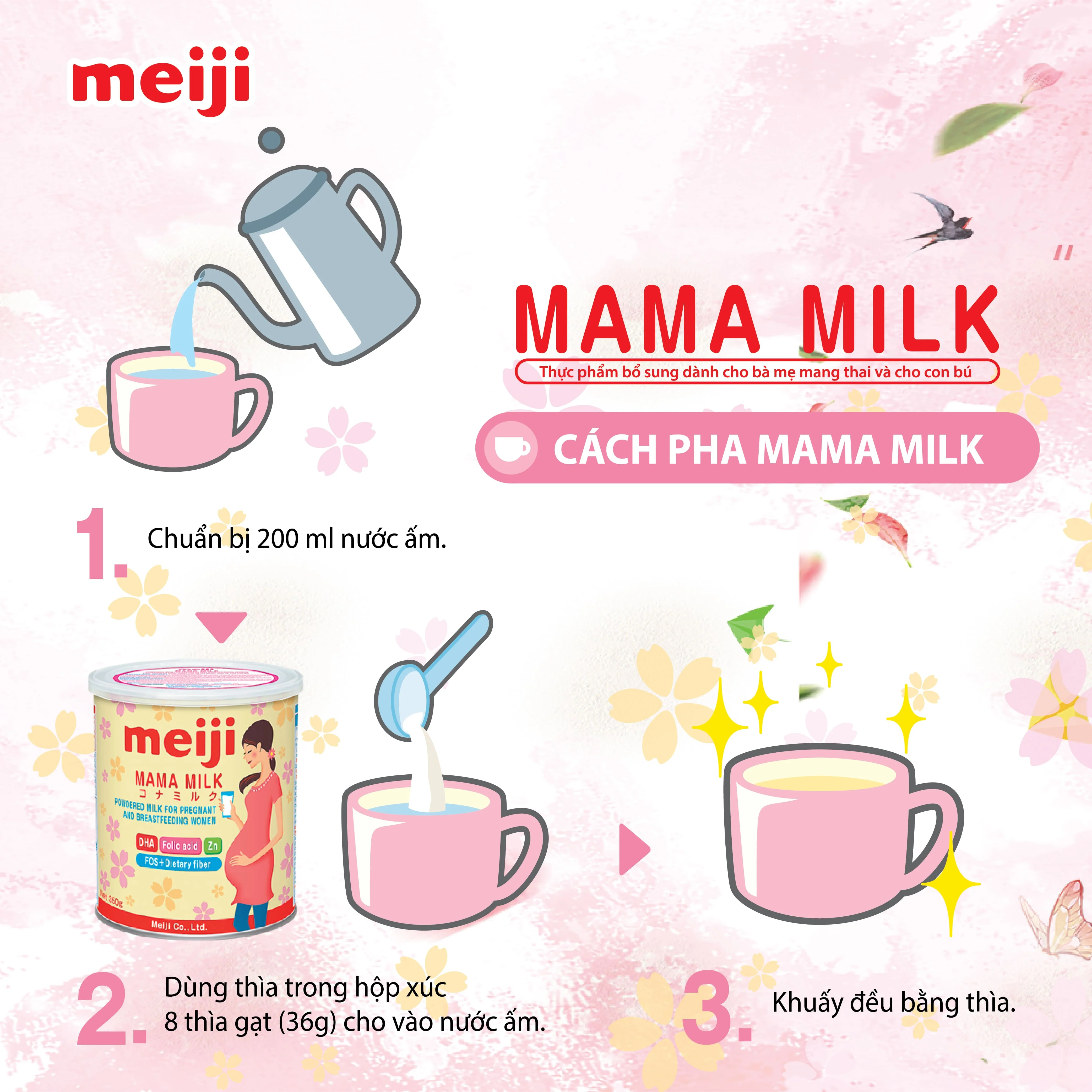 Combo 3 lon Sữa bầu Meiji mama 350g