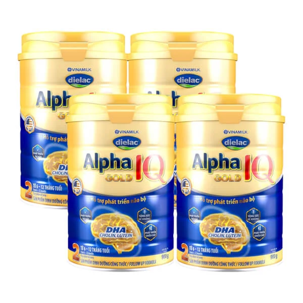 Combo 4 lon Sữa Dielac Alpha Gold IQ 2 900g (6-12 tháng)