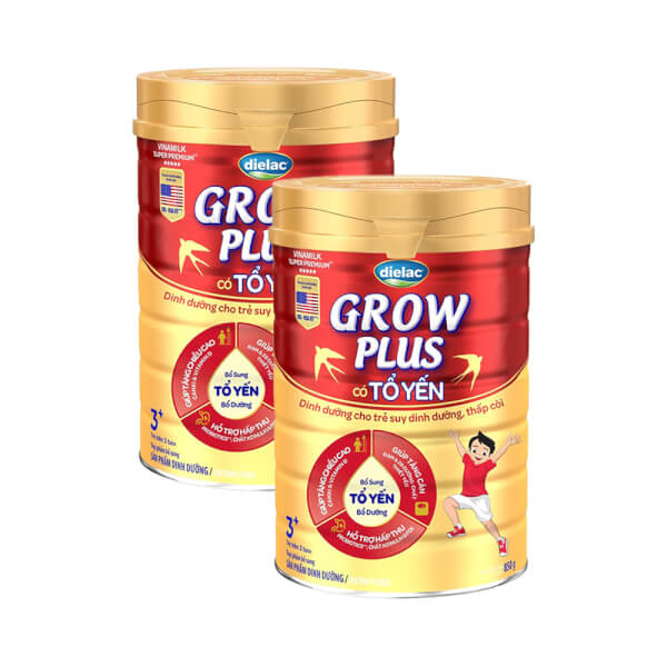 Combo 2 lon Sản phẩm dinh dưỡng Dielac Grow Plus tổ yến 3+ 850g (trên 3 tuổi)