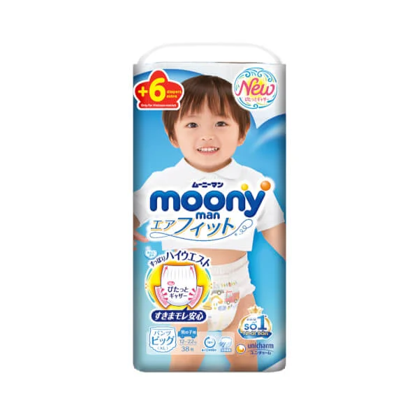 Bỉm tã quần Moony bé trai size XL 38 + 6 miếng (12-22kg)