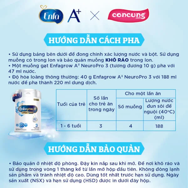Sữa Enfagrow A2 NeuroPro số 3 800g (1 - 6 tuổi)