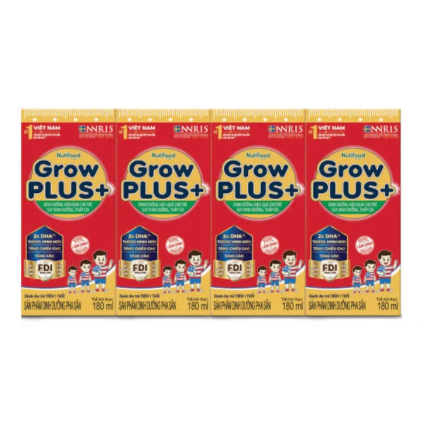Sữa GrowPLUS+ Hộp 180ml (lốc 4 hộp)
