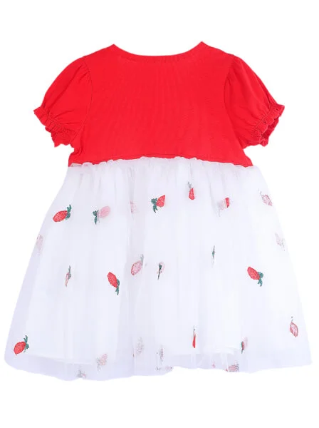 Đầm thun bé gái mặc ngoài CF G1220023 (6-24M,Đỏ)