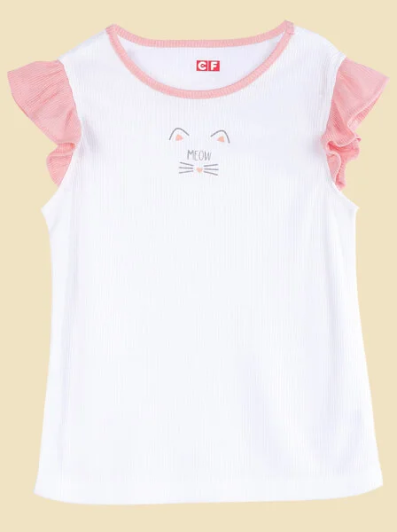 Bộ thun bé gái ngắn mặc nhà CF G0421003 (1-6Y,Hồng cam)