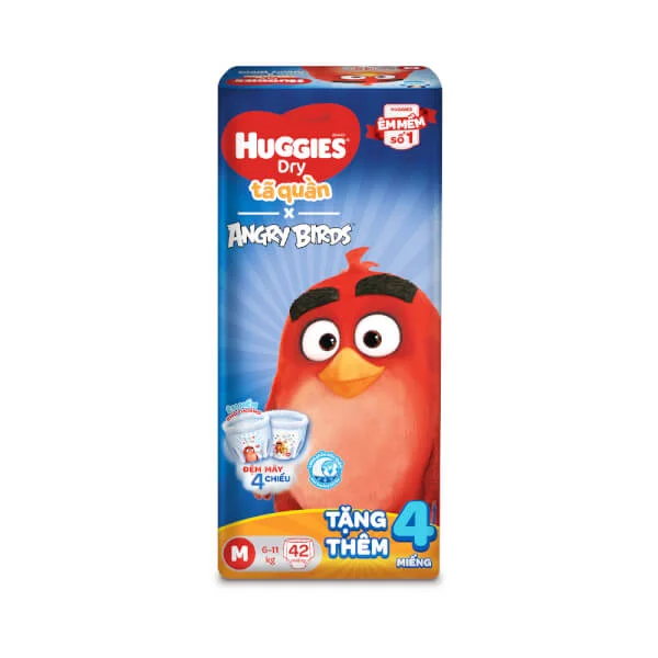 Tã quần Huggies Dry Pants (M, 6-11kg, 42 miếng) + 4 miếng