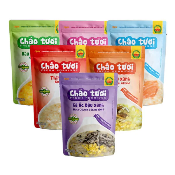 Combo 6 Cháo tươi Cây Thị (Gà ác đậu xanh, Lươn Đậu Xanh, Rau củ Thập cẩm, Thịt bò, Thịt heo, Cá hồi)