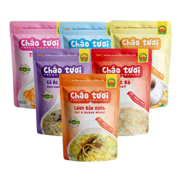 Combo 6 Cháo tươi Cây Thị (Cá hồi, Cá lóc, Gà ác đậu xanh, Lươn Đậu Xanh, Thịt bò, Thịt heo)