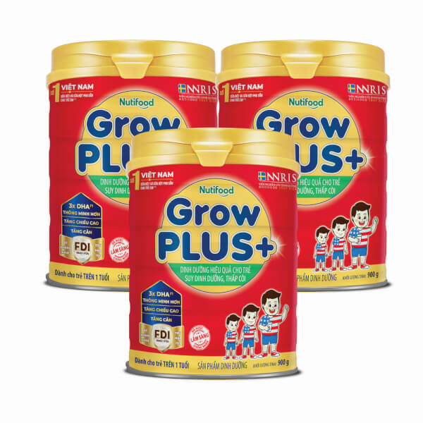 Combo 3 lon sữa GrowPLUS+ Đỏ 900g (từ 1 tuổi)