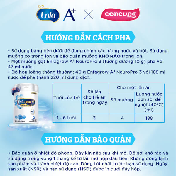 Combo 3 lon Sữa Enfagrow A2 NeuroPro số 3 800g (1 - 6 tuổi)