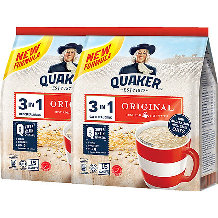 Combo 2 Thức uống yến mạch Quaker 3in1 – Vị truyền thống