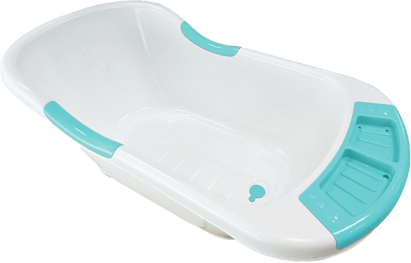 Thau tắm có van xả Autoru AUBBN02-WB - Trắng viền xanh