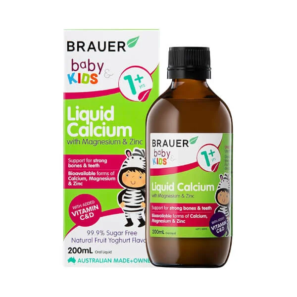 Siro bổ sung Canxi, Magie và Kẽm Brauer Baby & Kids Liquid Calcium with Magnesium and Zinc