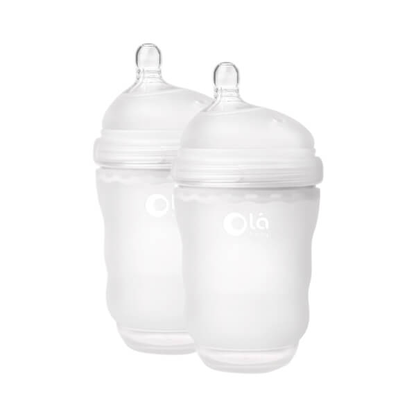 Combo 2 bình sữa Olababy silicone cổ rộng 240ml (Trắng)