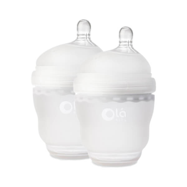 Combo 2 bình sữa Olababy silicone cổ rộng 120ml (Trắng)