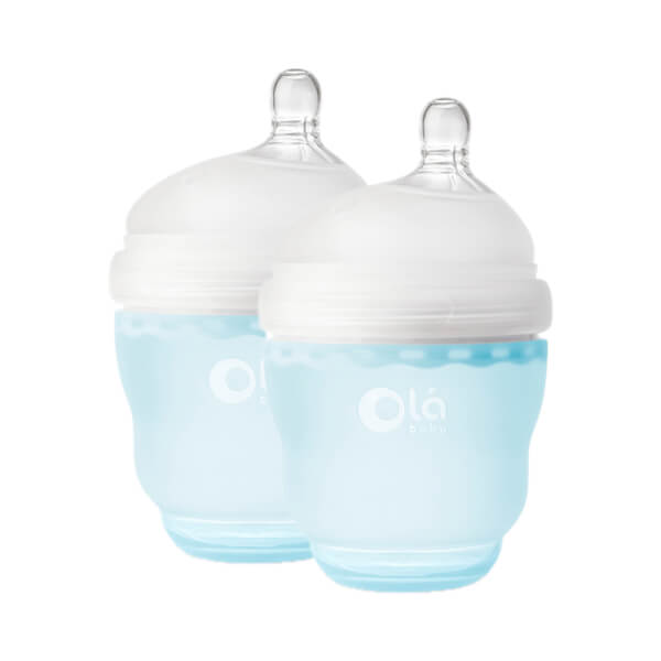 Combo 2 bình sữa Olababy silicone cổ rộng 120ml (Xanh dương)