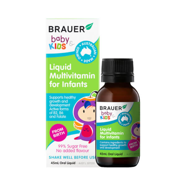 Combo 2 Siro bổ sung Vitamin cho trẻ 6-12 tháng tuổi Brauer Liquid Multivitamin for Infants (45ml)