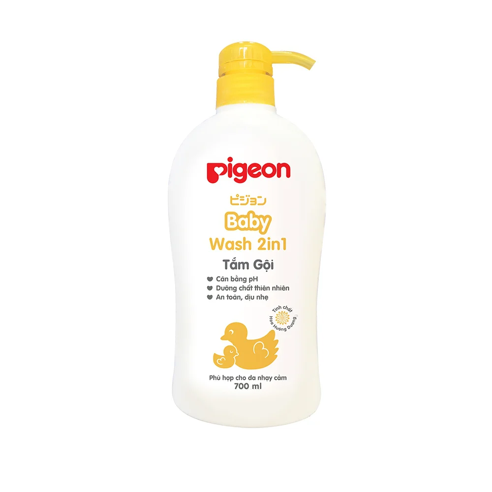 Tắm - Gội 2 in 1 Pigeon 700ml - Hoa hướng dương Không Paraben