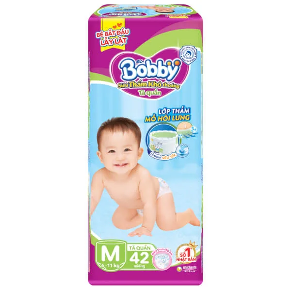 Combo 4 Bỉm tã quần Bobby size M 42 miếng (6-11kg)