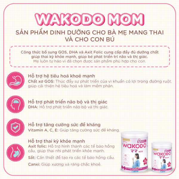 Combo 2 lon Sữa Wakodo mom 830g