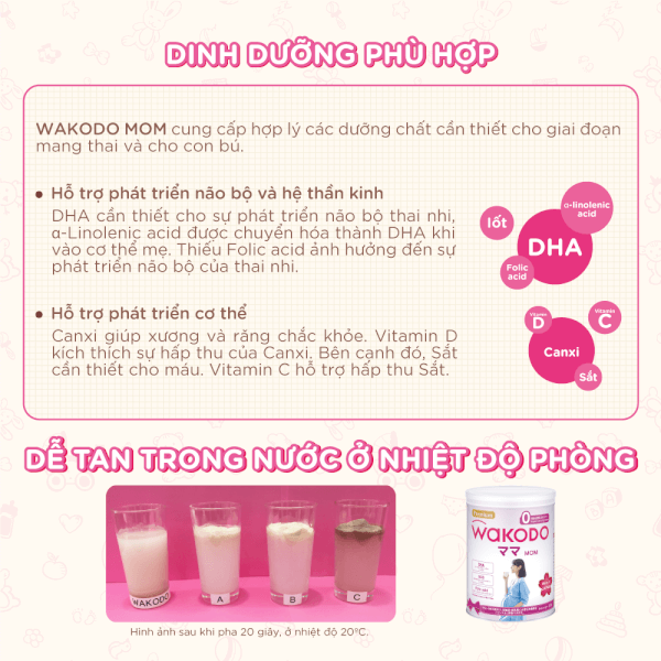 Combo 2 lon Sữa Wakodo mom 830g