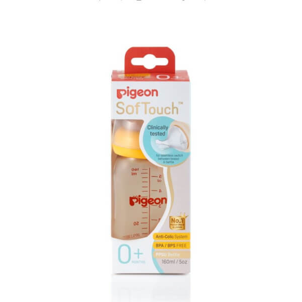 Combo 1 Gối memory foam chống trào ngược và cho bé bú ConCung Good (Xanh) và 1 Bình sữa Pigeon nhựa PPSU cổ rộng 160ml (Vàng)