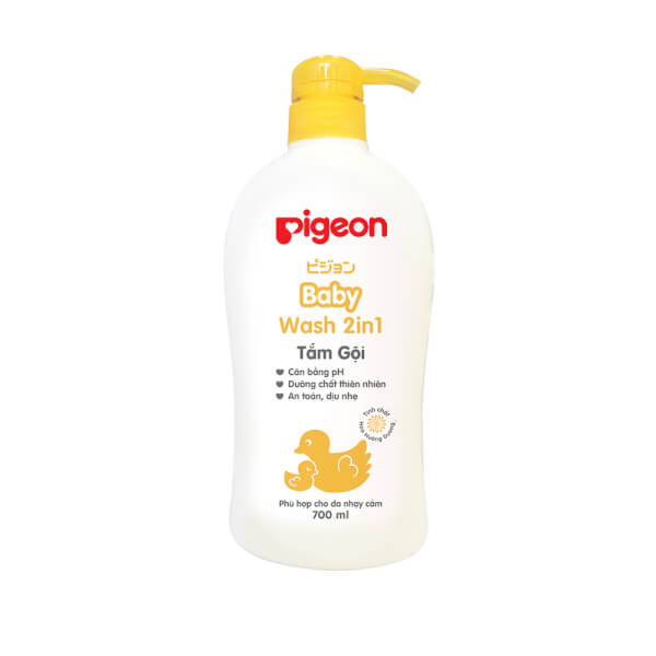 Combo 2 Tắm - Gội 2 in 1 Pigeon (700ml) - Hoa hướng dương Không Paraben