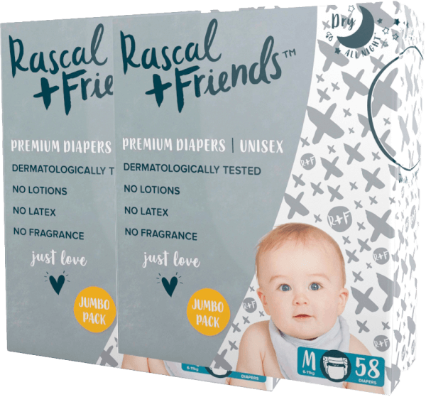 Combo 2 tã quần Rascal + Friends (M, 6-11kg, 58 miếng)