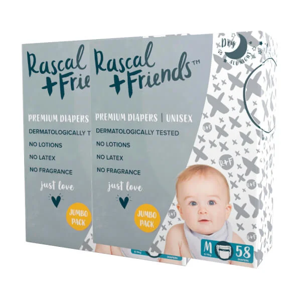 Combo 2 tã quần Rascal + Friends (M, 6-11kg,  58 miếng)