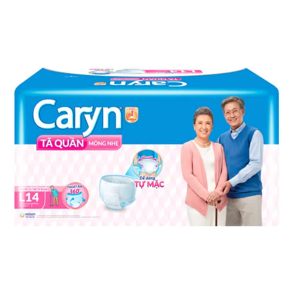 Combo 2 Tã quần năng hoạt Caryn loại mỏng nhẹ  size L (bụng 75-100 cm) - 14 miếng