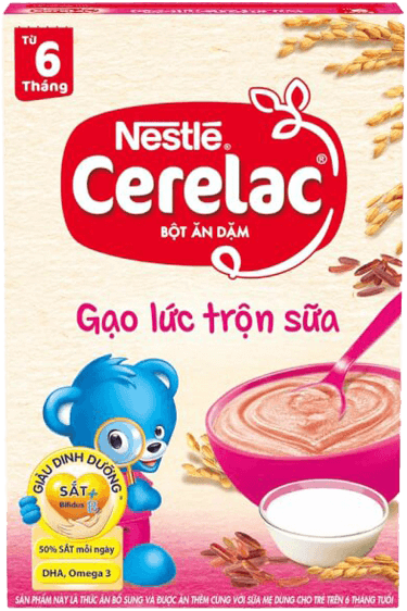 Combo 2 Bột ăn dặm Nestle CERELAC gạo lức trộn sữa + Bột ăn dặm Nestle Lúa Mì Sữa, 200g