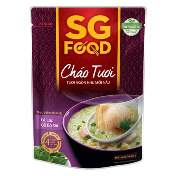 Combo 2 cháo Cá lóc, Cải bó xôi, SG Food, 270g