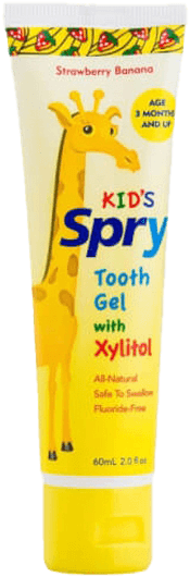 Kem đánh răng trẻ em với Xylitol - Spry (Hương Dâu - Chuối)