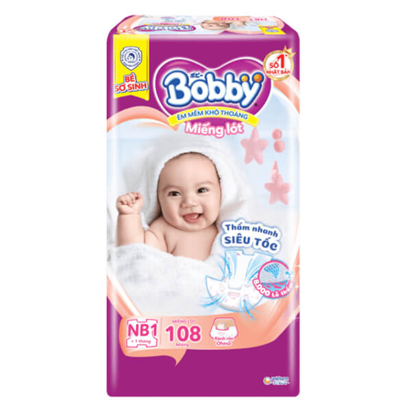 Combo 2 gói Miếng lót Bobby size Newborn 1 108 miếng (dưới 5kg)