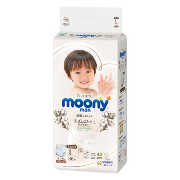 Combo 3 gói Bỉm tã quần Moony Natural size L 36 miếng (9-14kg)