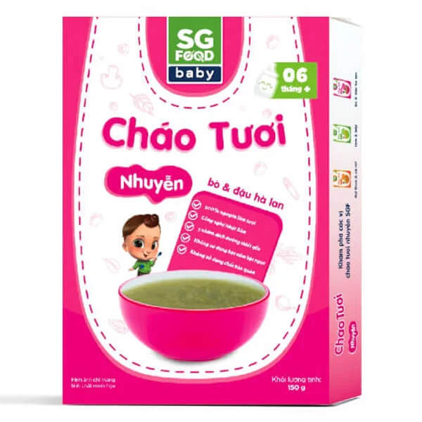 Cháo tươi nhuyễn bò và đậu hà lan