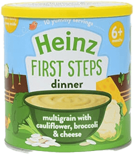 Bột ngũ cốc, súp lơ,bông cải và phô mai - Heinz multigrain with cauliflower, broccoli & cheese (6M+)